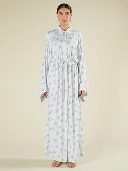 Aab Cornflower Floral Shirt Maxi Dress, White/Multi - view 2, White/Multi