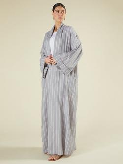 Aab Cotton Blend Stripe Kimono Dress, Grey/Multi, Grey/Multi
