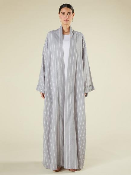 Aab Cotton Blend Stripe Kimono Dress, Grey/Multi - view 2, Grey/Multi