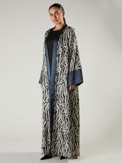 Aab Ink Print Satin Kimono Dress, White/Multi, White/Multi