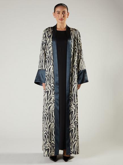 Aab Ink Print Satin Kimono Dress, White/Multi - view 2, White/Multi