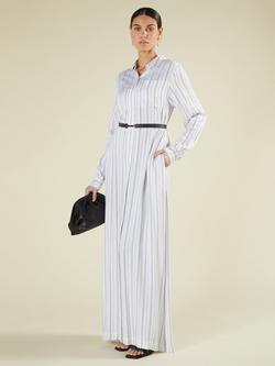 Aab Stripe Long Cotton Shirt Dress, White - view 2, White