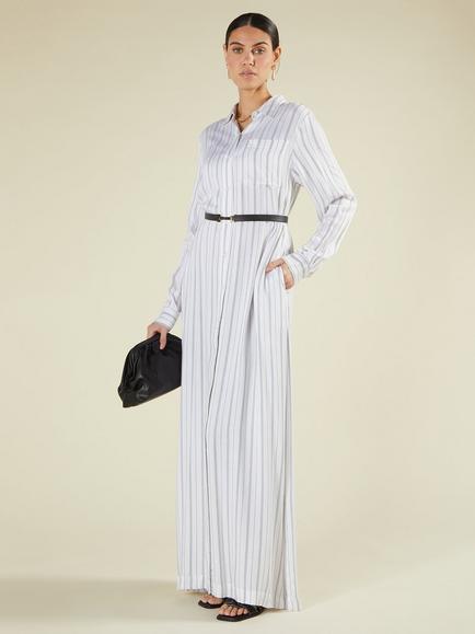 Aab Stripe Long Cotton Shirt Dress, White - view 2, White