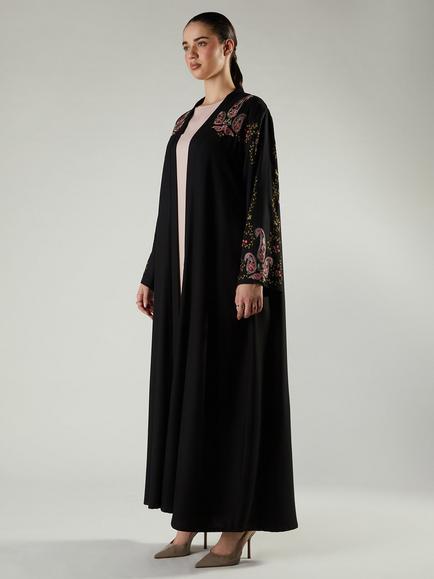 Aab Paisley Embroidered A Line Maxi Dress, Black - view 2, Black
