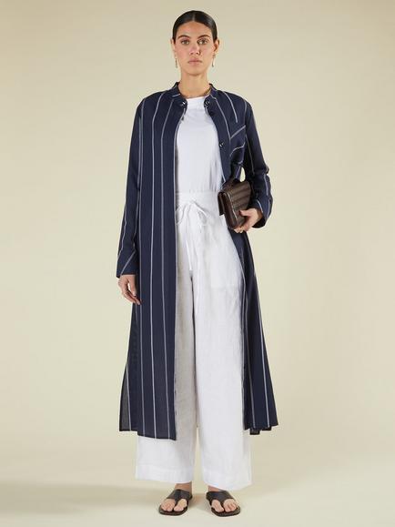 Aab Stripe Midi Shirt Dress - view 2, Navy