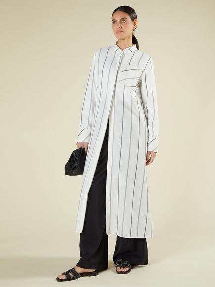 Aab Stripe Midi Shirt Dress, White