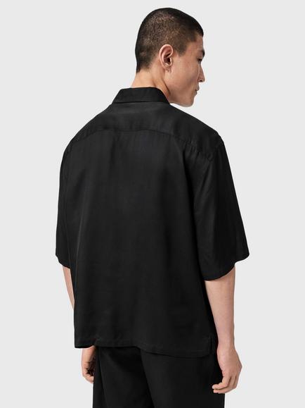 AllSaints Fleur Short Sleeve Shirt, containing LENZING™ ECOVERO™ Viscose, Black - view 2, Black