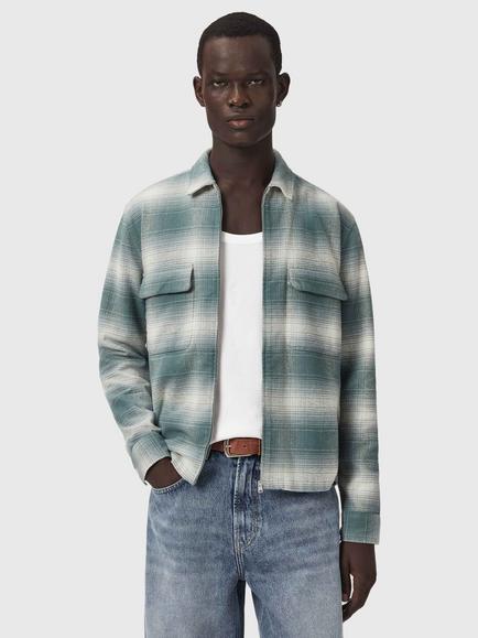 AllSaints Polanco Cotton Check Overshirt, Blue, Blue