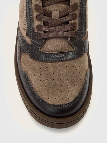 AllSaints Regan Suede Trainers, Dark Brown - view 2, Dark Brown