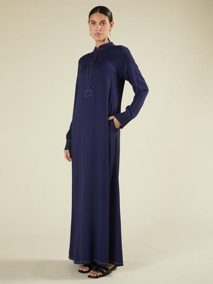 Aab Cotton A-Line Maxi Dress, Blue Navy, Blue Navy
