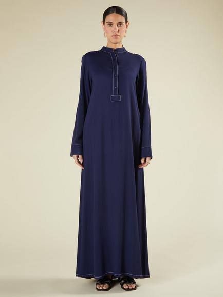 Aab Cotton A-Line Maxi Dress, Blue Navy - view 2, Blue Navy