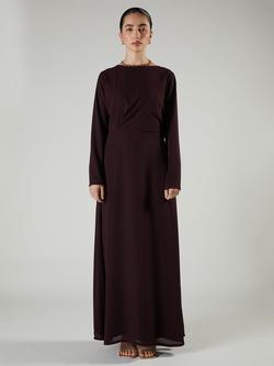 Aab Side Twist A-Line Dress, Red Maroon - view 2, Red Maroon
