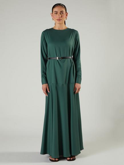 Aab Tiered A-Line Maxi Dress, Dark Green - view 2, Dark Green