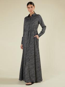 Aab Ditsy Floral Maxi Shirt Dress, Dark Grey, Dark Grey