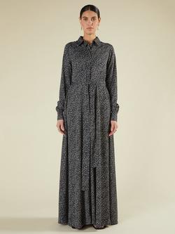 Aab Ditsy Floral Maxi Shirt Dress, Dark Grey - view 2, Dark Grey