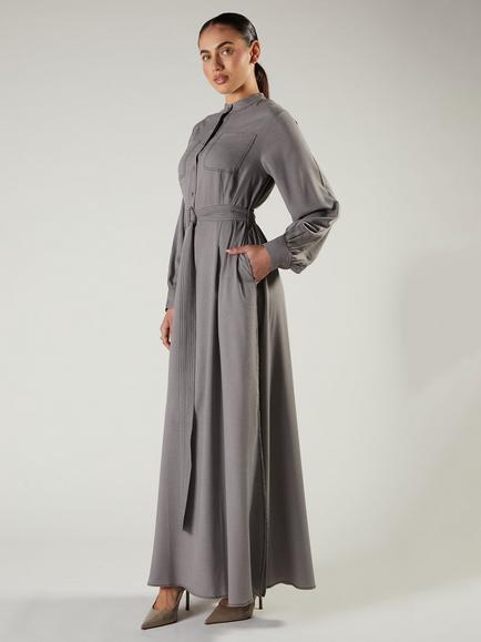 Aab Utility Stitch A-Line Maxi Dress, Grey, Grey