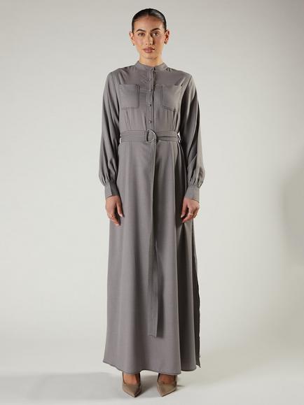 Aab Utility Stitch A-Line Maxi Dress, Grey - view 2, Grey