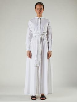 Aab Belted Cotton Maxi Shirt Dress, White, White