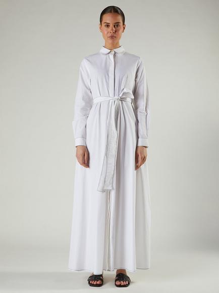 Aab Belted Cotton Maxi Shirt Dress, White, White