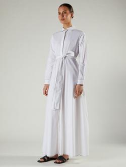 Aab Belted Cotton Maxi Shirt Dress, White - view 2, White