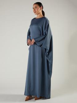 Aab Azure Satin Kaftan, Blue/Multi - view 2, Blue/Multi