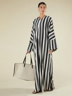 Aab Stripe Single Pleat Kaftan, White/Multi, White/Multi