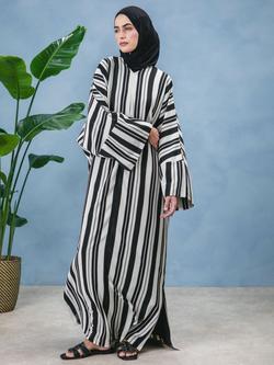 Aab Stripe Single Pleat Kaftan, White/Multi - view 2, White/Multi