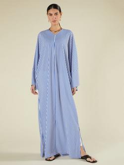 Aab Stripe Single Pleat Kaftan, Blue/Multi, Blue/Multi