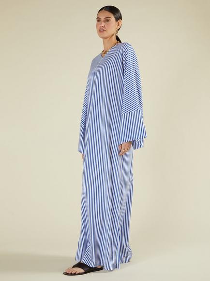 Aab Stripe Single Pleat Kaftan, Blue/Multi - view 2, Blue/Multi