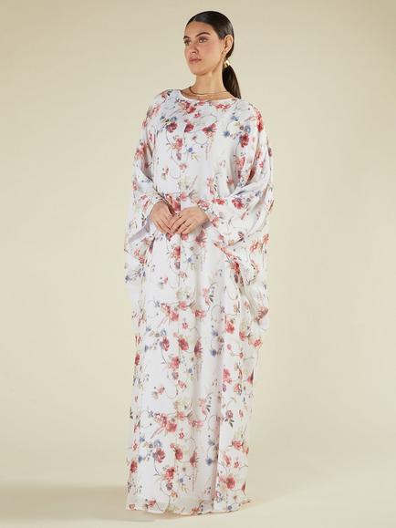 Aab Summer Floral Kaftan, White/Multi - view 2, White/Multi