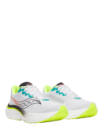Saucony Ride 19 Running Shoes, White/Citron - view 2, White/Citron