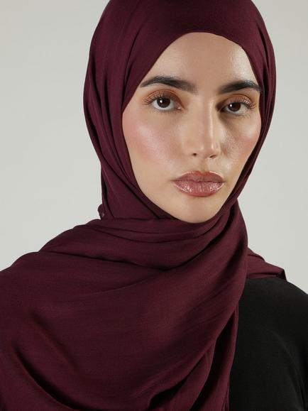 Aab Premium Modal Hijab - view 2, Red Burgundy