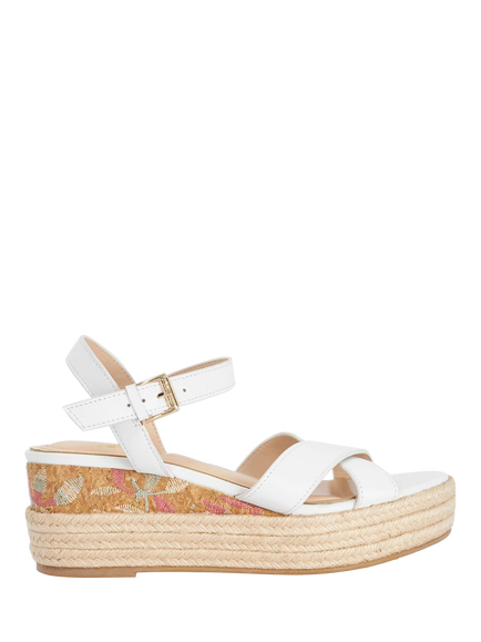 Dune London Kalmias Raffia Flatform Wedge Sandals, White, White