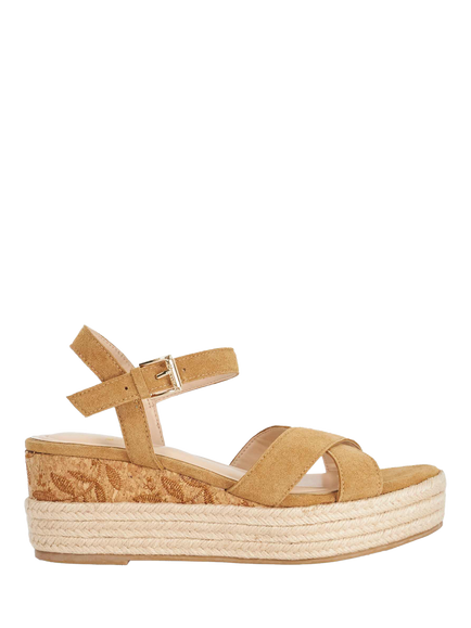 Dune London Kalmias Raffia Flatform Wedge Sandals, Tan, Tan