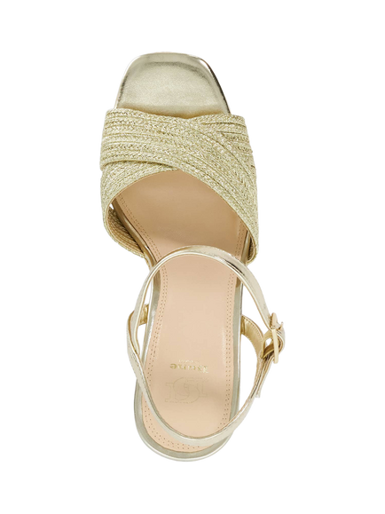 Dune London Kava Raffia Wedge Heel Sandals, Gold - view 2, Gold