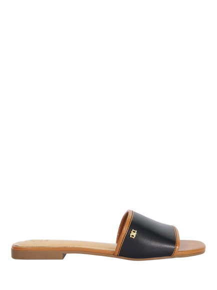 Dune London Laras Leather Slider Sandals, Black