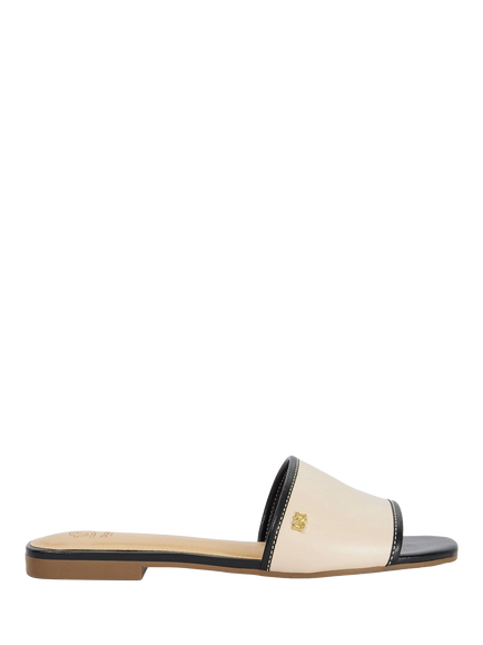Dune London Laras Leather Slider Sandals, Ecru, Ecru