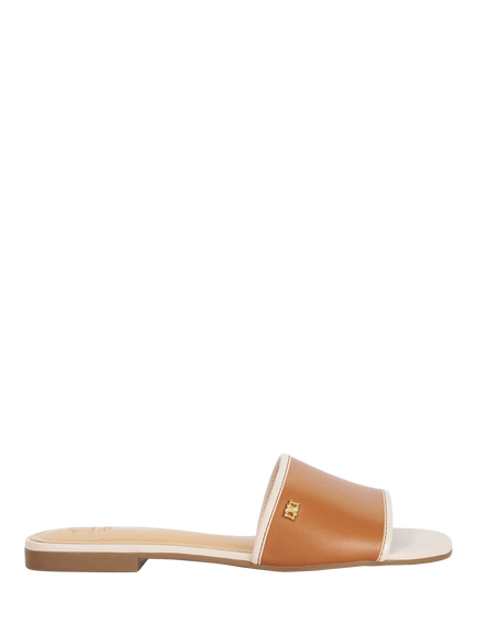 Dune London Laras Leather Slider Sandals, Tan