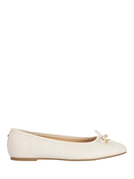 Dune London Hampers Quilted Ballerina Pumps, Ecru, Ecru