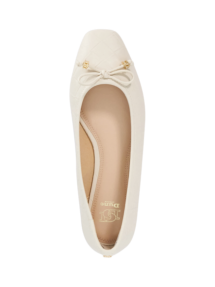 Dune London Hampers Quilted Ballerina Pumps, Ecru - view 2, Ecru