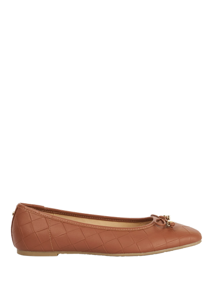 Dune London Hampers Quilted Ballerina Pumps, Tan, Tan