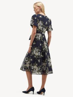 Hobbs Ira Floral Embroidered Dress, Blue - view 2, Blue