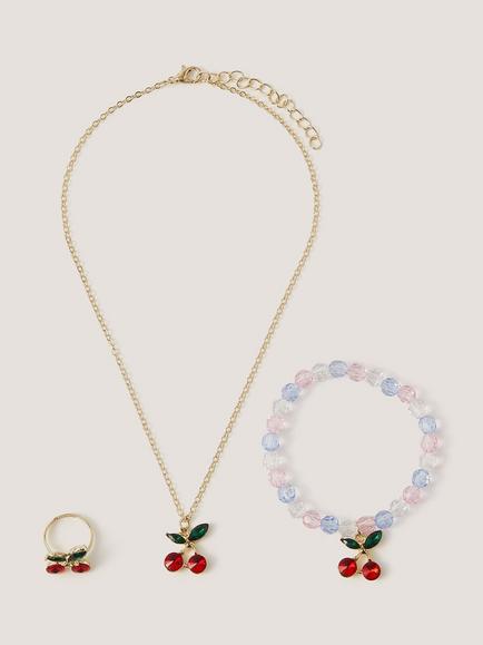 Monsoon Kids' Cherry Jewellery Box Set, Multi, Multi