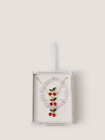 Monsoon Kids' Cherry Jewellery Box Set, Multi - view 2, Multi