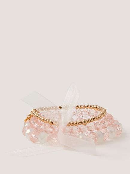 Monsoon Kids' Beaded Organza Bracelet, Set of 3, Pink, Pink