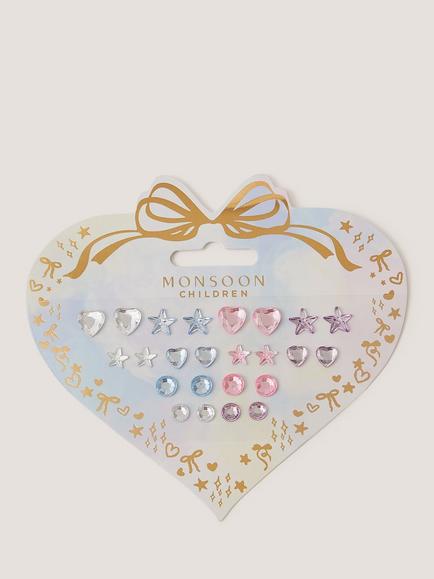Monsoon Kids' Gem Stick-On Earrings, Multi, Multi