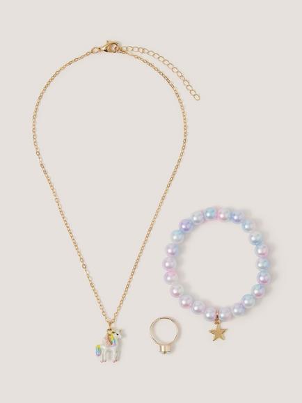 Monsoon Kids' Unicorn Jewellery Set, Multi, Multi