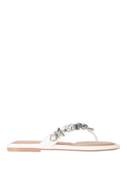 Carvela Marina Embellished Open Toe Flat Sandals, White, White
