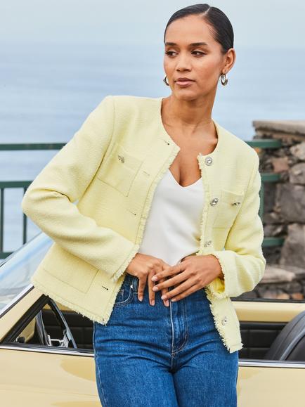 Sosandar Boucle Jacket, Yellow, Yellow