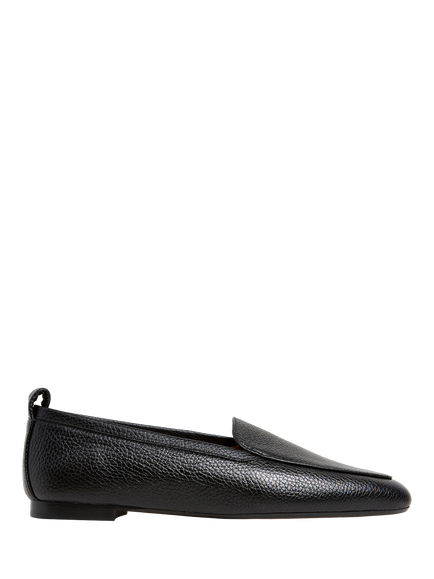 Flattered Cajsa Grained Leather Loafers, Black, Black